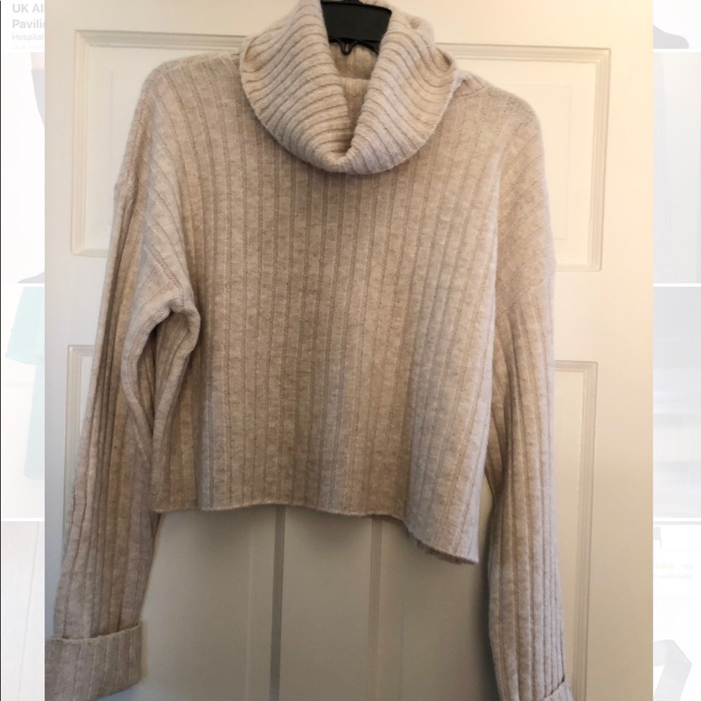 Cropped tan turtle neck